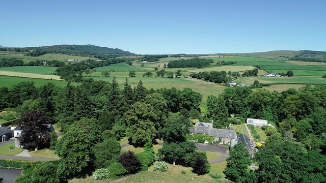 Aerial image of Geilston Garden. A 200-year-old walled garden by the River Clyde