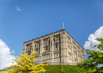 Medieval castle in the city of Norwich on a lovely sunny day