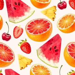 Keuken foto achterwand Watermeloen Tropisch naadloos patroon