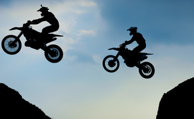 Naklejka premium unusual adventurous motorcycle drivers