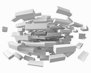 abstract with deformed cubes on white. 3d style vector illustration