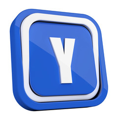 ikona plastikowa 3D niebieski kwadrat pierścień © vempireart