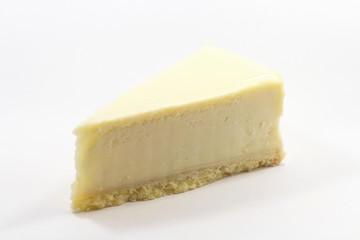 One piece of the yummy cheesecake isolated on a white background