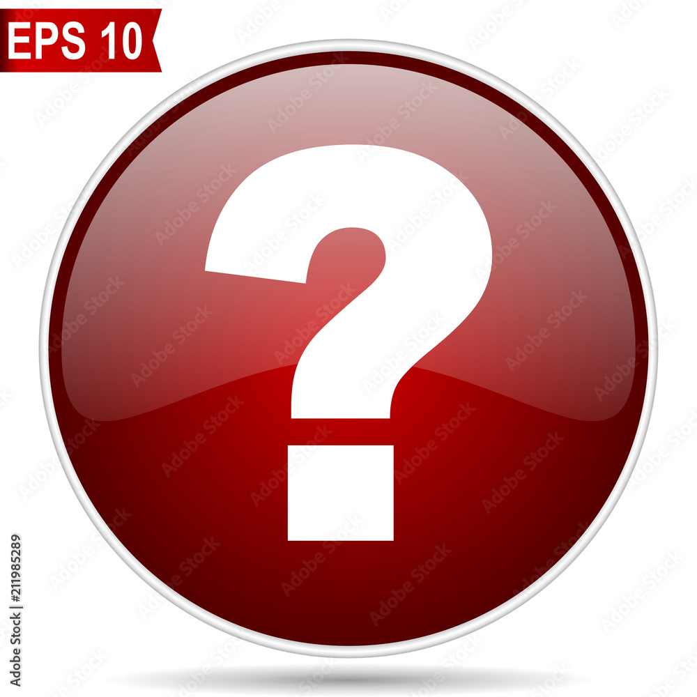 Poster Question mark cherry red glossy round web vector icon. Editable simple circle modern design internet button on white background.
