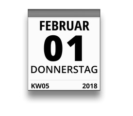 Kalender für Donnerstag, 1. FEBRUAR 2018 (Woche 05)
