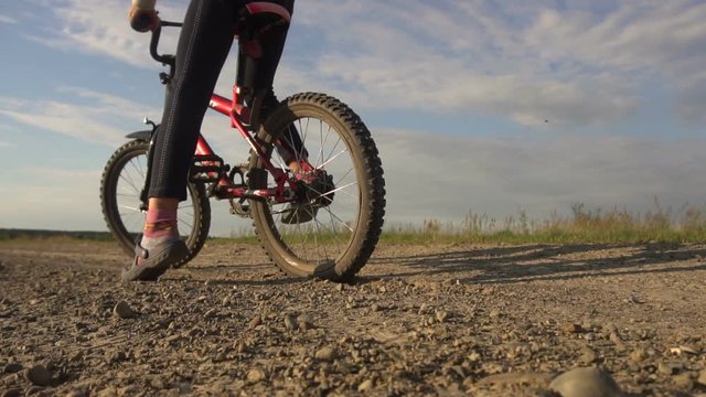 Cyclist Braking Hard Locking Brakes While Cycling On Bike