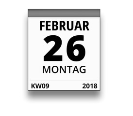 Kalender für Montag, 26. FEBRUAR 2018 (Woche 09)