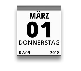 Kalender für Donnerstag, 1. MÄRZ 2018 (Woche 09)