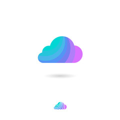 Cloud icon, UI. Storage, conservation, accumulation information or weather icon. Cloud symbol with shadow on a white background. Web button.