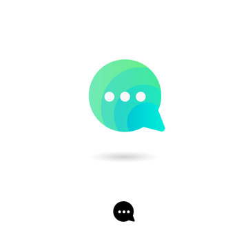 Chat icon, UI. Chat, communication, conversation, conversation, information exchange icon. Bubble symbol with shadow on a white background. Web button. Monochrome option.