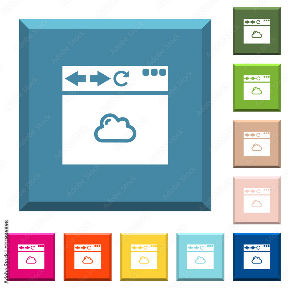 Poster browser cloud white icons on edged square buttons