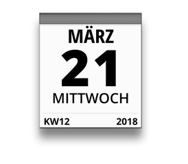 Kalender für Mittwoch, 21. MÄRZ 2018 (Woche 12)