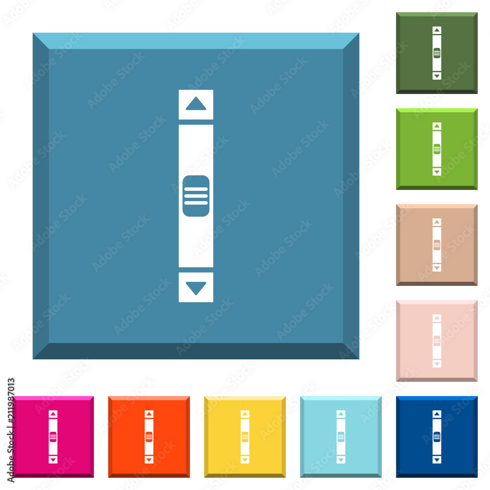 Poster vertical scroll bar white icons on edged square buttons