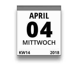 Kalender für Mittwoch, 4. APRIL 2018 (Woche 14)