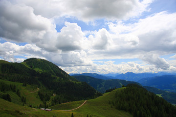 Fototapeta na wymiar Beautiful view towards alpine pastures in Tennen mountains in Austria