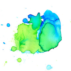 Colorful abstract watercolor texture stain with splashes and spatters. Modern creative watercolor background for trendy design.