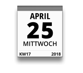 Kalender für Mittwoch, 25. APRIL 2018 (Woche 17)