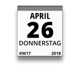 Kalender für Donnerstag, 26. APRIL 2018 (Woche 17)