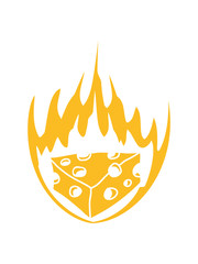brennen feuer flammen heiß schmelzkäse käse löcher gauda comic cartoon design cool lecker hunger essen leibspeise frühstück mittagessen koch kochen köstlich