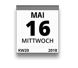 Kalender für Mittwoch, 16. MAI 2018 (Woche 20)
