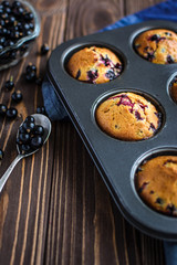 Homemade delicious muffins with fresh berries 