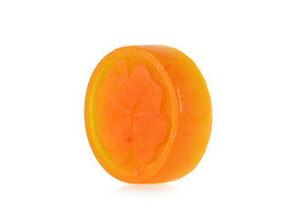 orange soap isolated on white background.