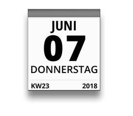 Kalender für Donnerstag, 7. JUNI 2018 (Woche 23)