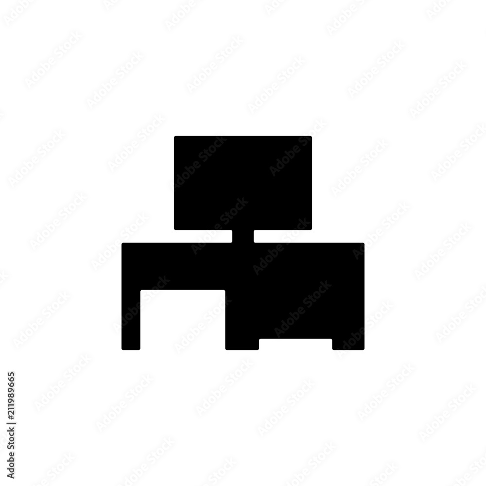 Poster computer desk glyph icon. element of furniture icon for mobile concept and web apps. this computer d