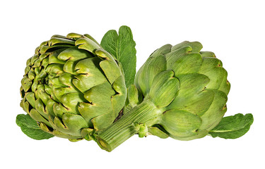 Fototapeta premium Fresh artichoke isolated on white background with clipping path