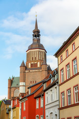 cityscape with church in the UNESCO protected old town of Stralsund