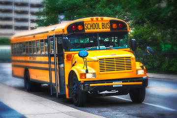 Fototapeta na wymiar Parked american schoolbus
