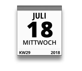 Kalender für Mittwoch, 18. JULI 2018 (Woche 29)