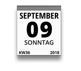 Kalender für Sonntag, 9. SEPTEMBER 2018 (Woche 36)