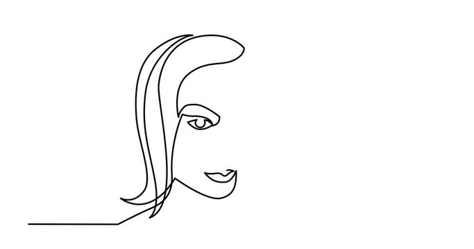 Animation of continuous line drawing of woman thinking