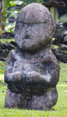 French Polynesia Tahiti Carved Stone Tiki Statue