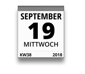 Kalender für Mittwoch, 19. SEPTEMBER 2018 (Woche 38)