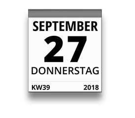 Kalender für Donnerstag, 27. SEPTEMBER 2018 (Woche 39)