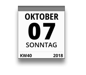 Kalender für Sonntag, 7. OKTOBER 2018 (Woche 40)
