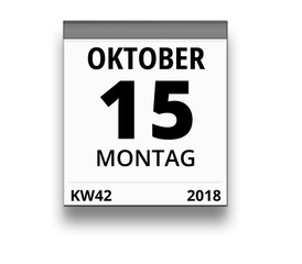 Kalender für Montag, 15. OKTOBER 2018 (Woche 42)