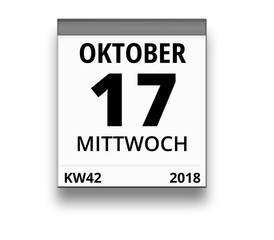 Kalender für Mittwoch, 17. OKTOBER 2018 (Woche 42)