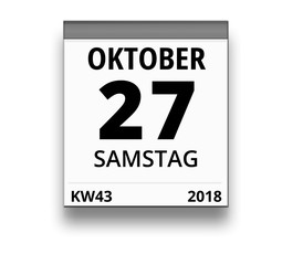 Kalender für Samstag, 27. OKTOBER 2018 (Woche 43)