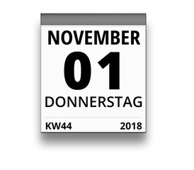 Kalender für Donnerstag, 1. NOVEMBER 2018 (Woche 44)