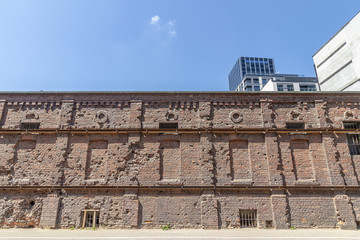 Remains of the ghetto wall in the center of Warsaw