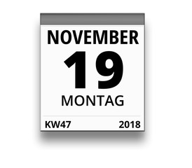 Kalender für Montag, 19. NOVEMBER 2018 (Woche 47)