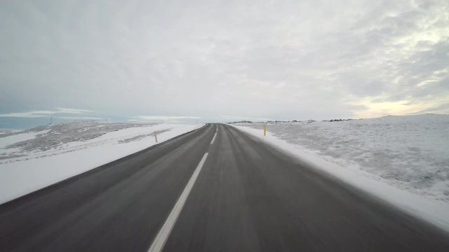 POV Driving Through Northern Iceland