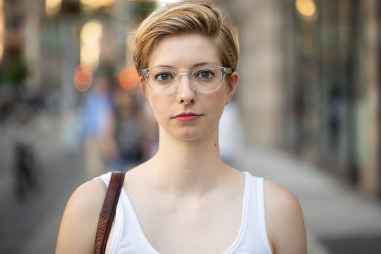 Woman In City Serious Face Portrait