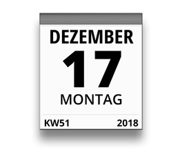 Kalender für Montag, 17. DEZEMBER 2018 (Woche 51)