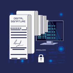 digital signature security icons vector illustration design