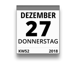 Kalender für Donnerstag, 27. DEZEMBER 2018 (Woche 52)