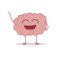 Vector illustration of a healthy and funny brain in cartoon style.